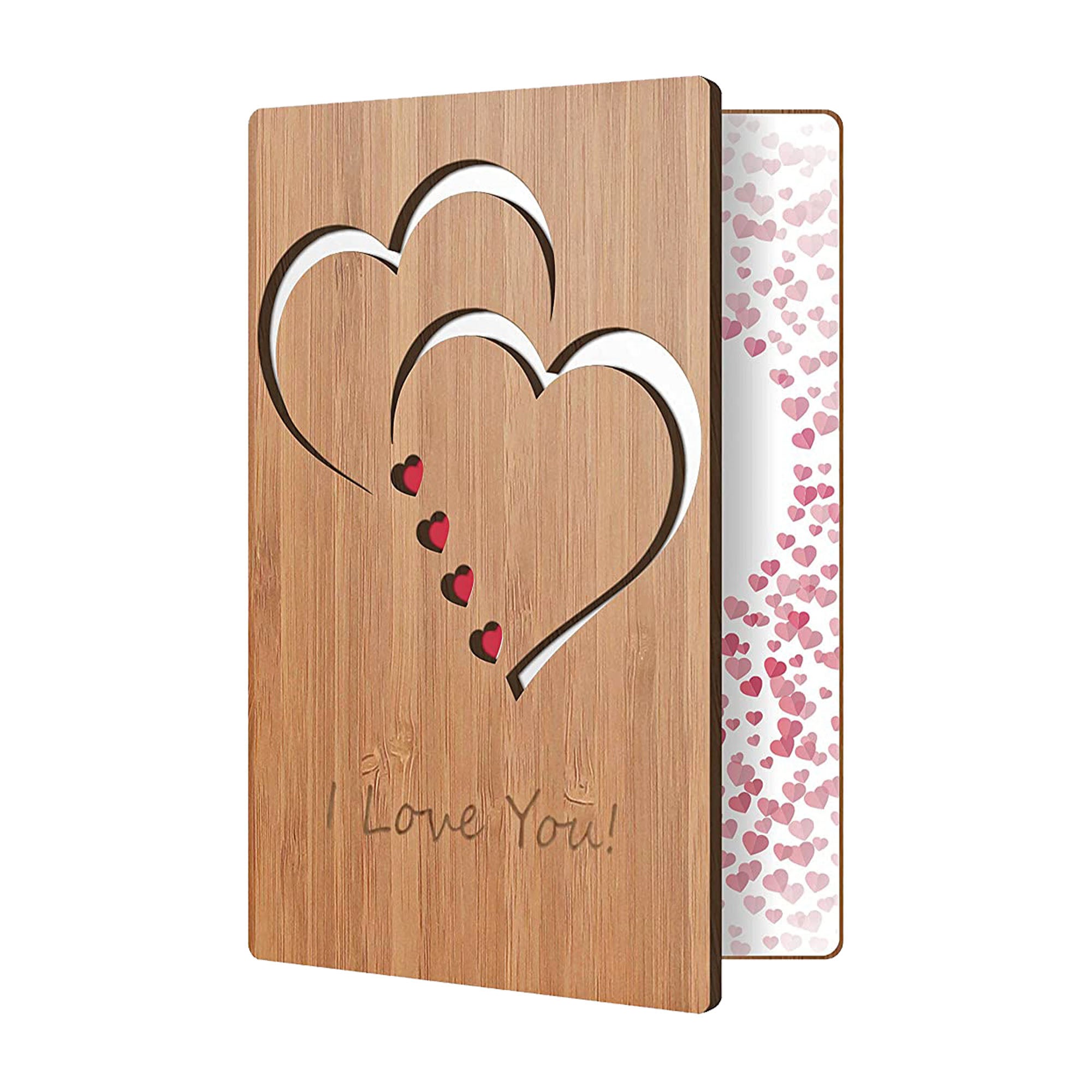 Handcrafted Bamboo Anniversary Cards - Classic Hearts
