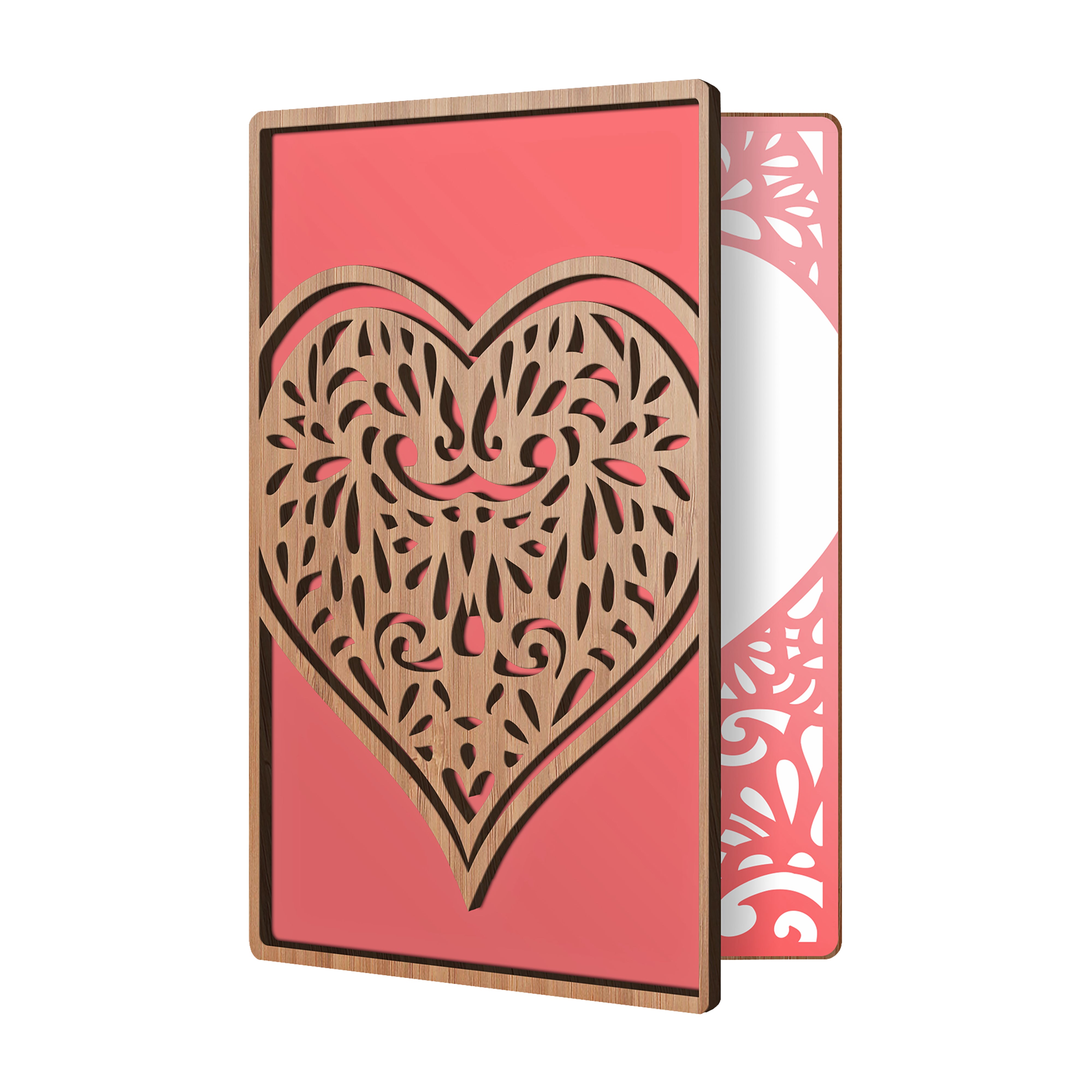 Handcrafted Bamboo Anniversary Cards - Intricate Heart