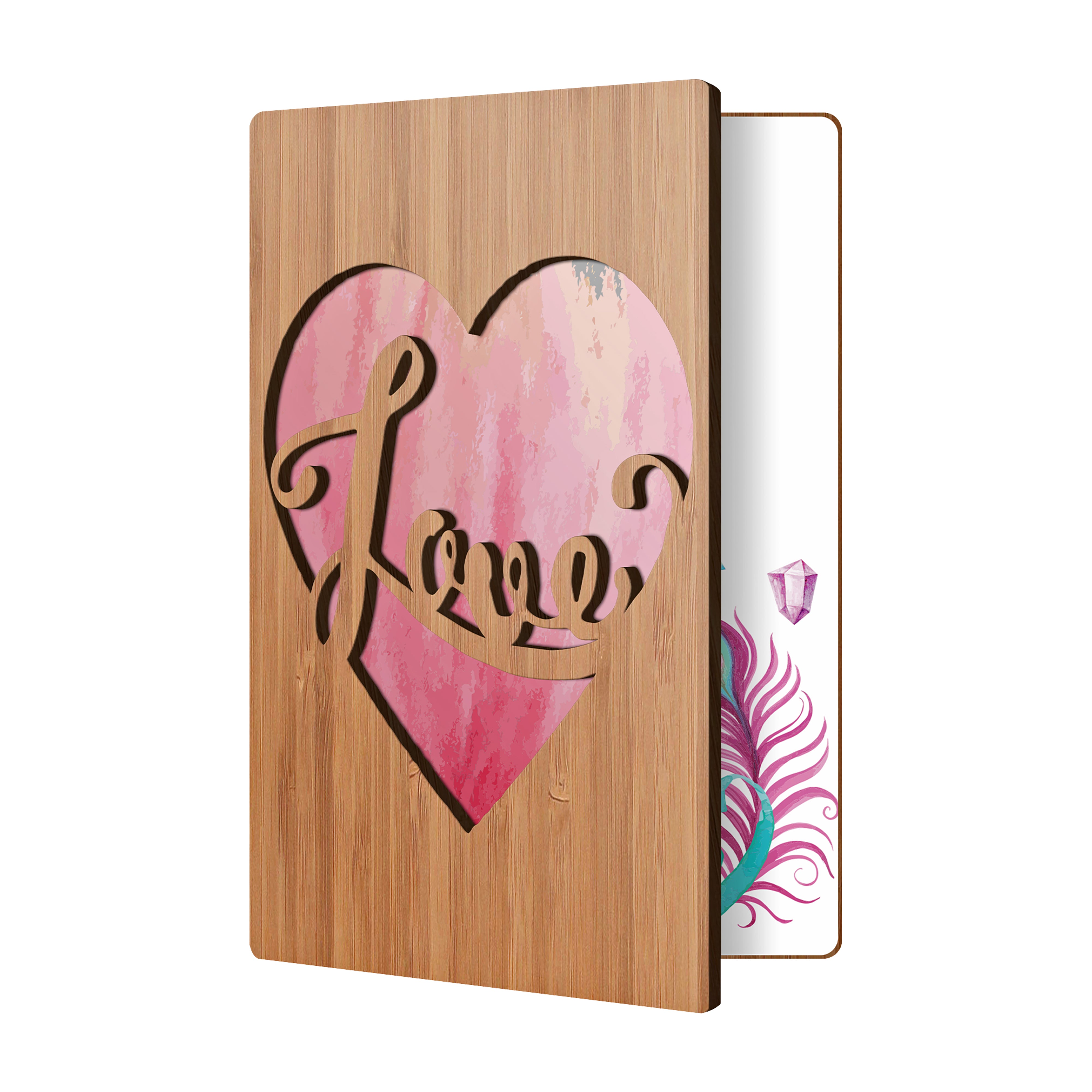 Handcrafted Bamboo Anniversary Cards - Groovy Heart