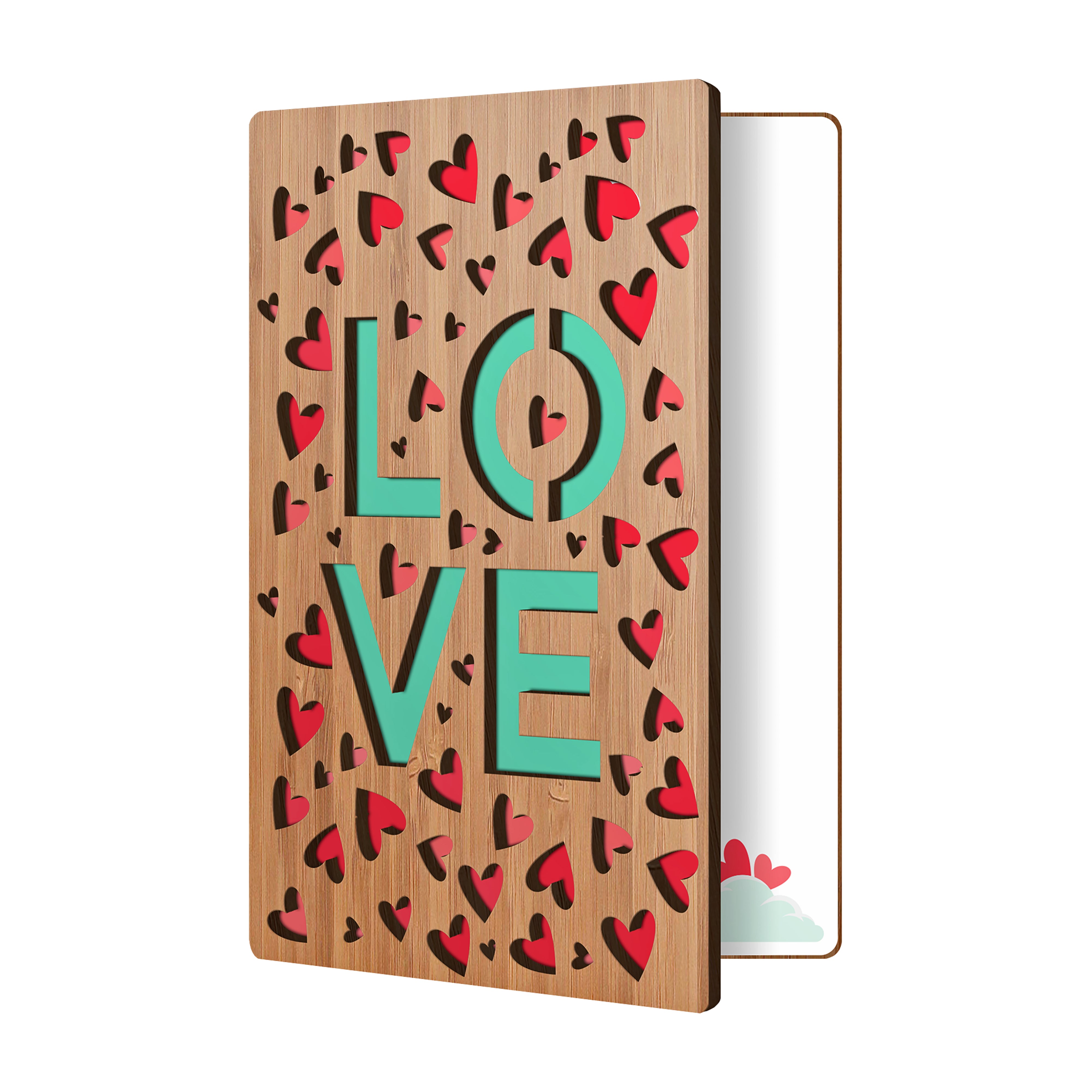 Handcrafted Bamboo Anniversary & Love Cards - Fluttering Heart