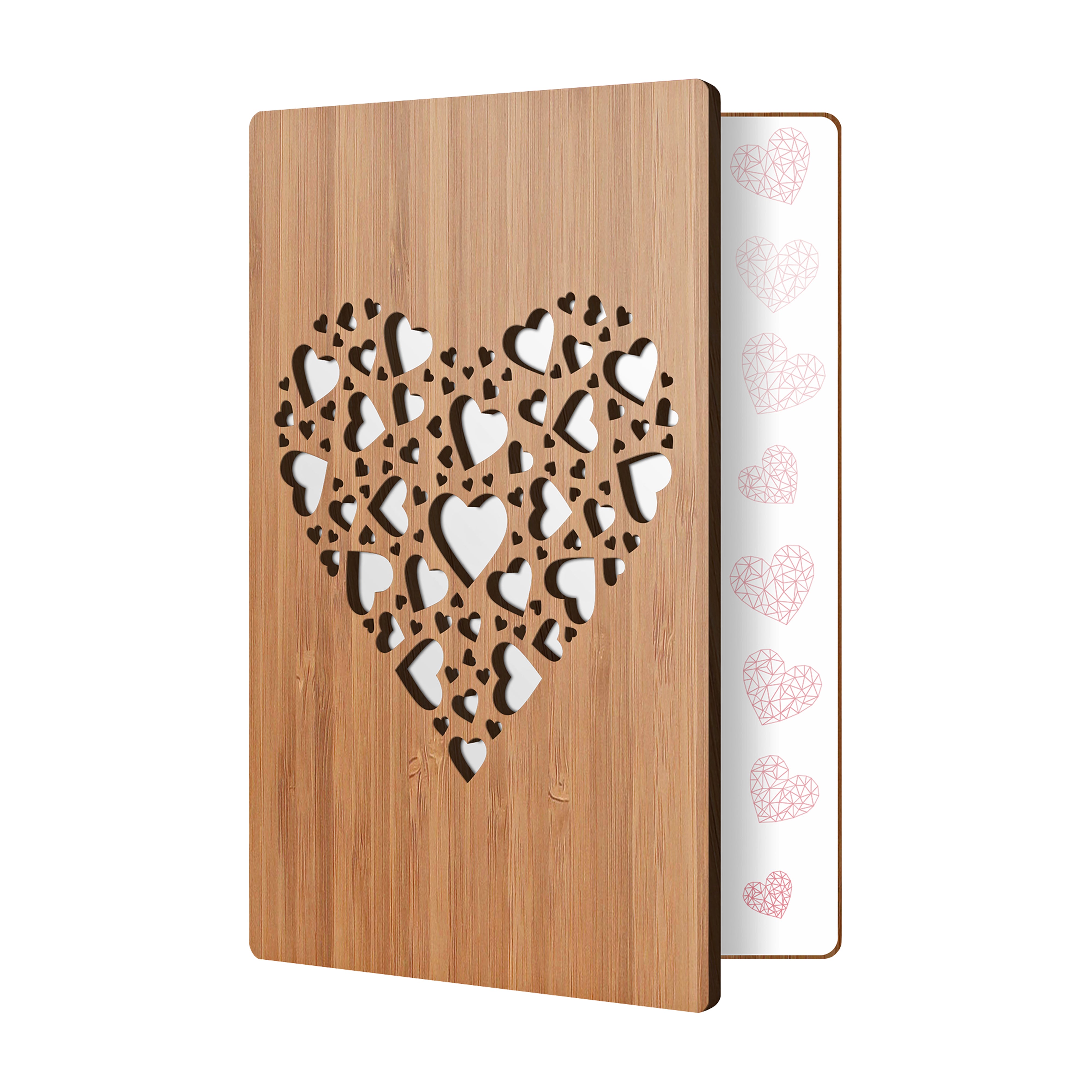 Handcrafted Bamboo Anniversary & Love Cards - Heart of Hearts