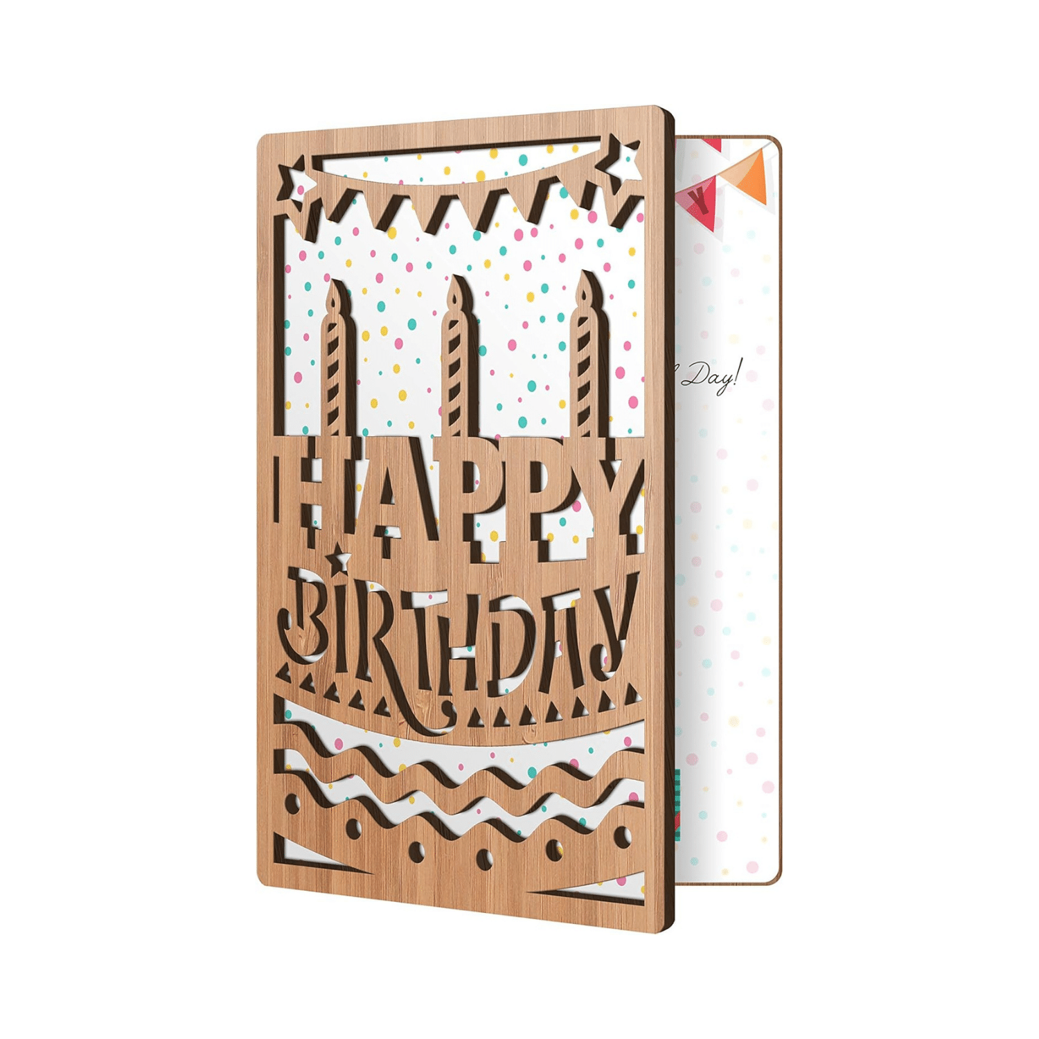 Handcrafted Bamboo Birthday Cards - Cake & Candles