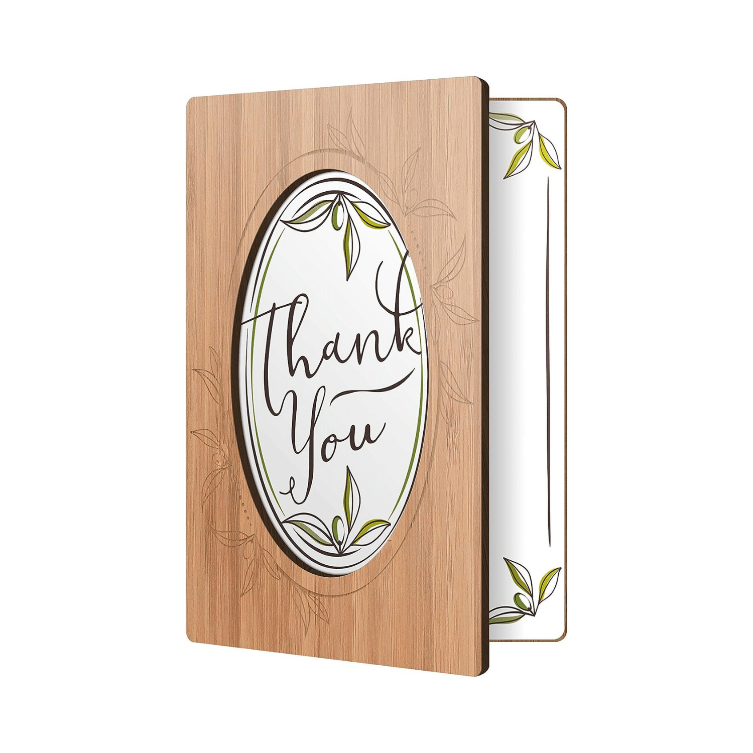 Handcrafted Bamboo Thank You Cards - Leaves