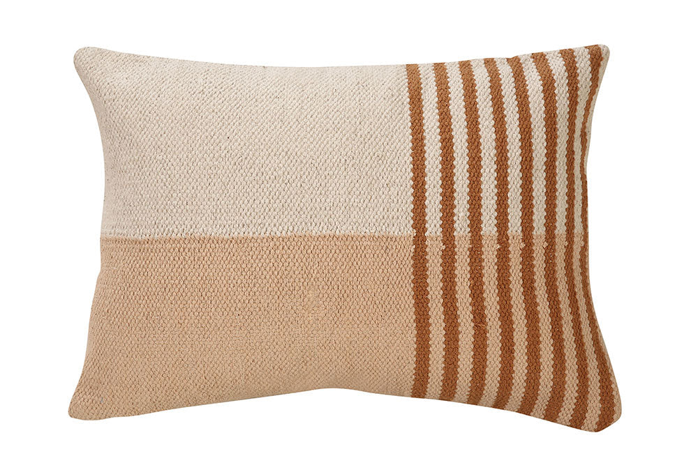 Earth Stripe Lumbar Pillow - Rust - 14x20 Inch