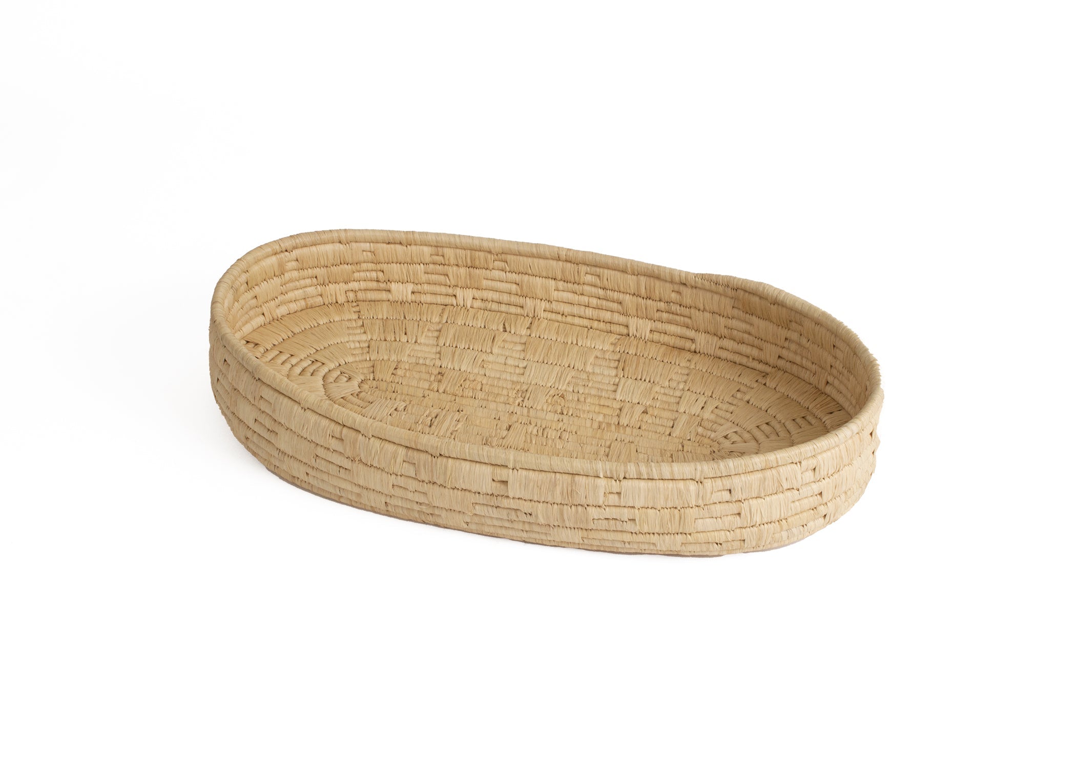 Natural Raffia Patterned Oval Tray