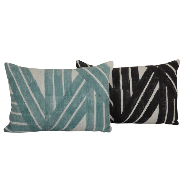 Stripe Sky Lumbar Pillow - Black - 14x20 Inch