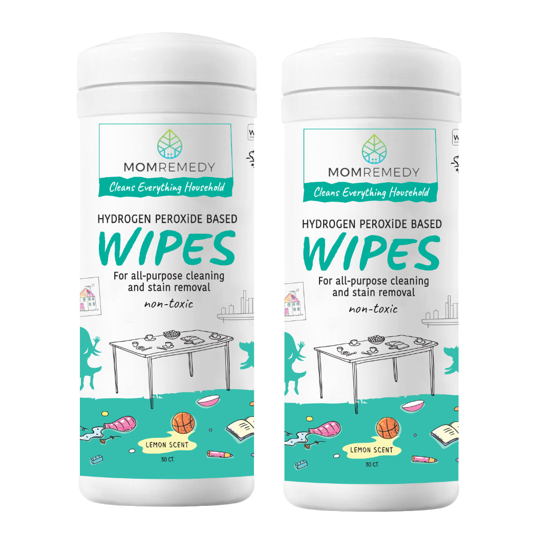 Hydrogen Peroxide Wipes for All Purpose Cleaning and Stain Removal - 2 Pack of 30 ct