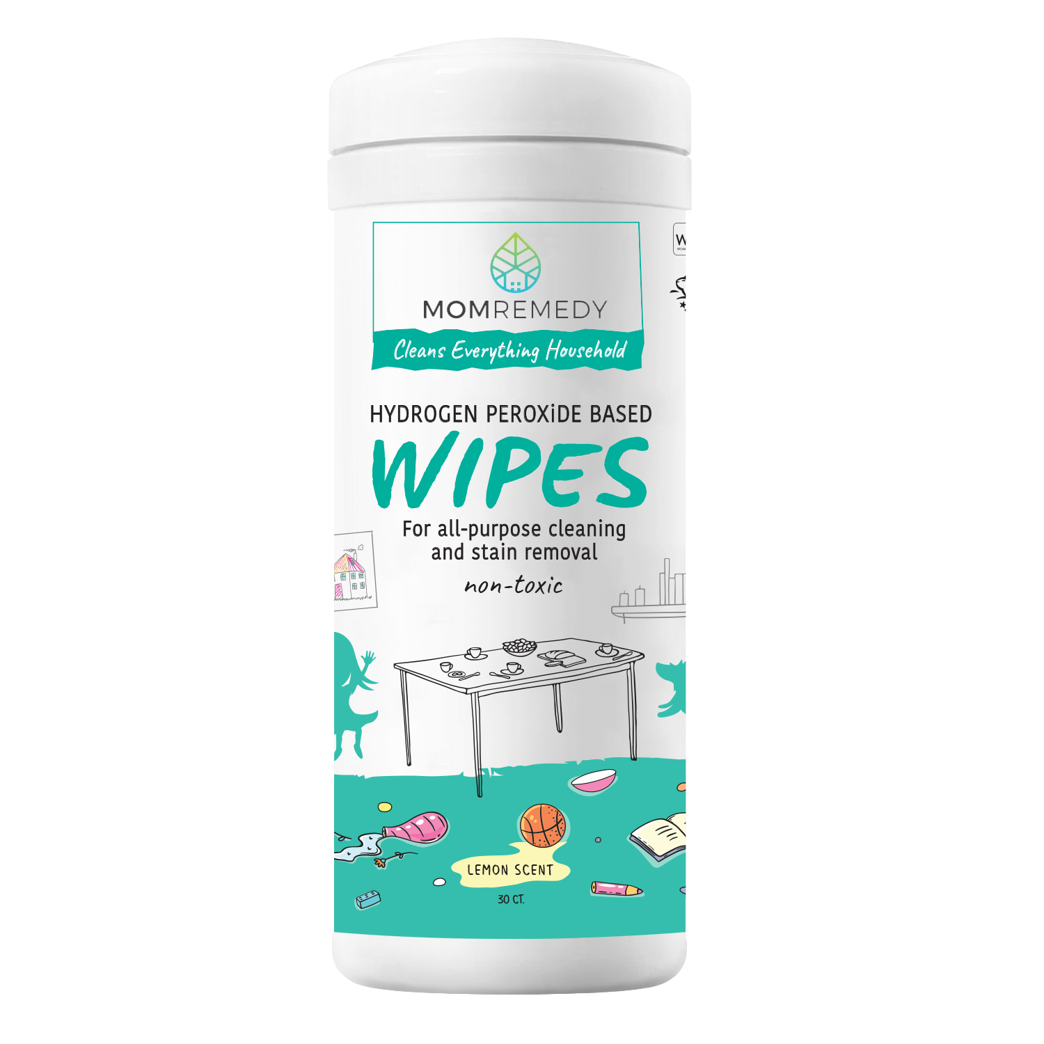 Hydrogen Peroxide Wipes for All Purpose Cleaning and Stain Removal - 3 Pack of 30 ct