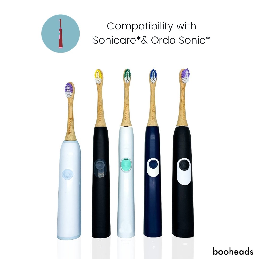 Bamboo Electric Toothbrush Heads for Sonicare Polish Clean in Green & Blue- 2 Pack