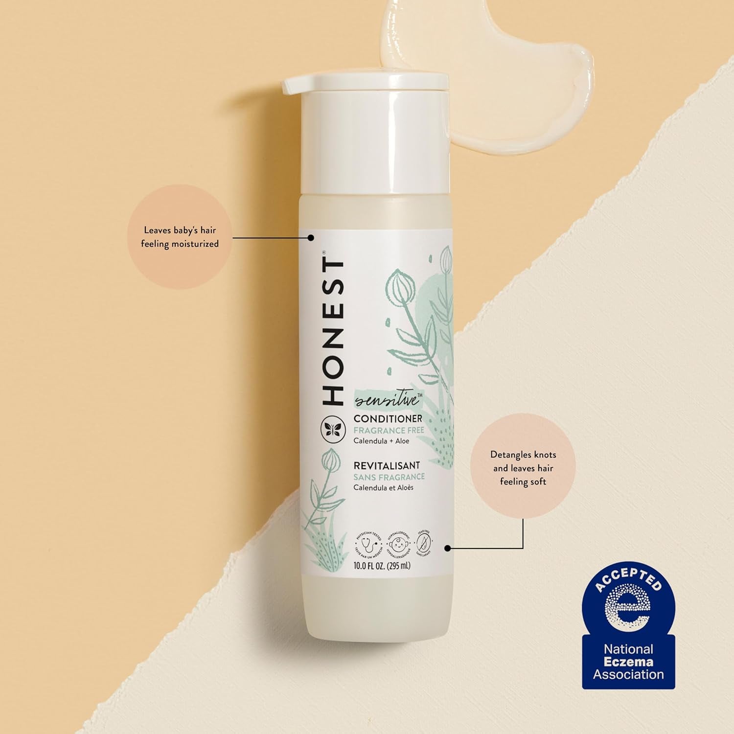 Silicone-Free Conditioner | Gentle for Baby | Naturally Derived, Tear-Free, Hypoallergenic | Fragrance Free Sensitive, 10 Fl Oz