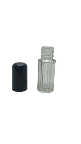 Roll-On Bottles | 1/4 oz Clear Glass, 2 Pack, Refillable, Black Caps