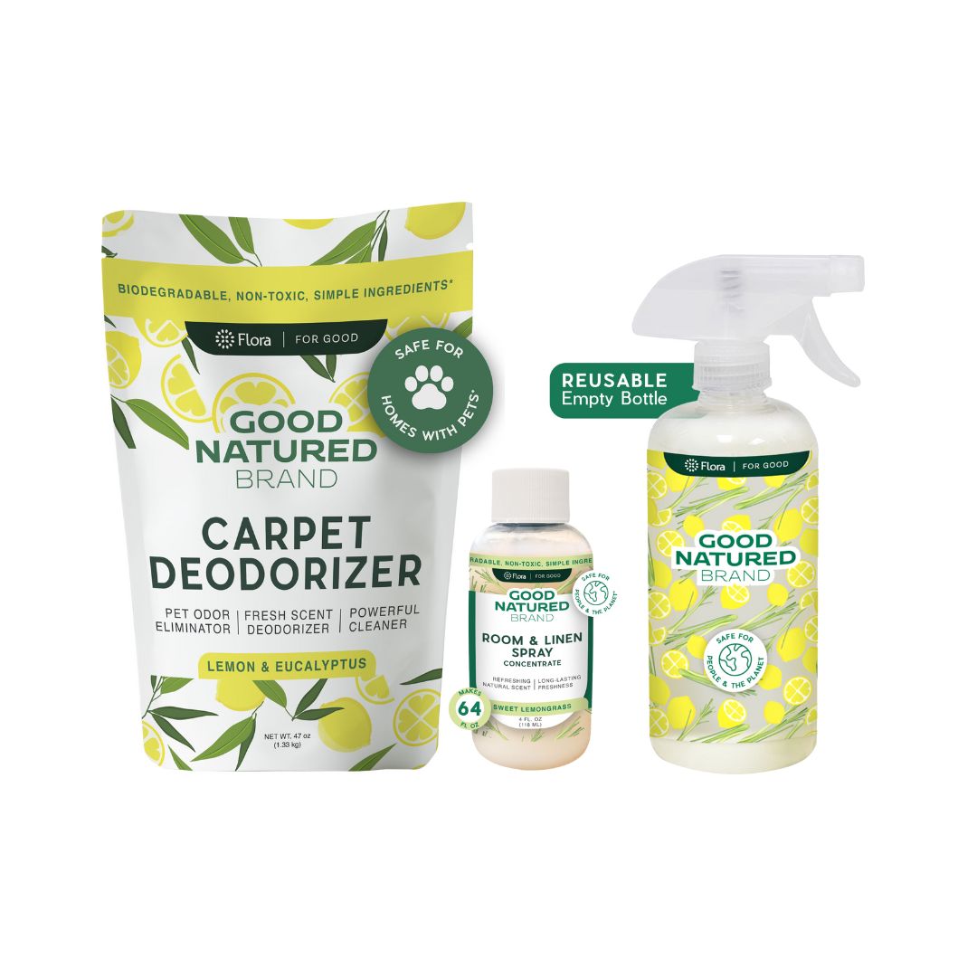 Carpet Freshener - Eucalyptus & Lemon | 47oz | Room and Linen Spray Concentrate - Sweet Lemongrass 4oz with a Reusable 16oz Bottle