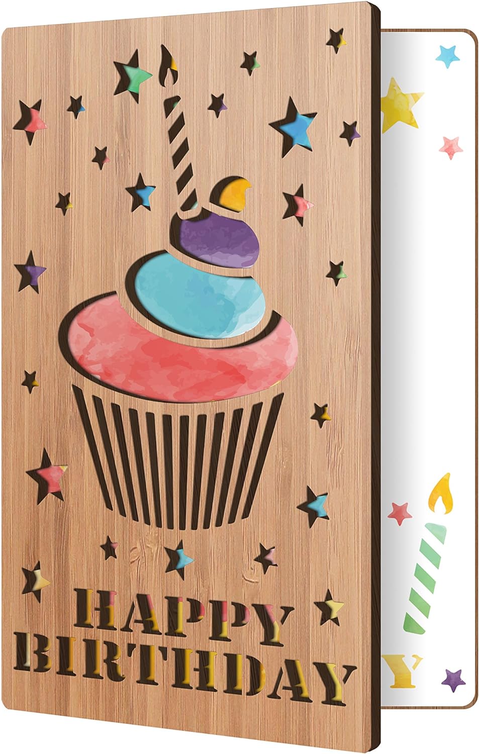 Handcrafted Bamboo Birthday Cards - Birthday Cupcake