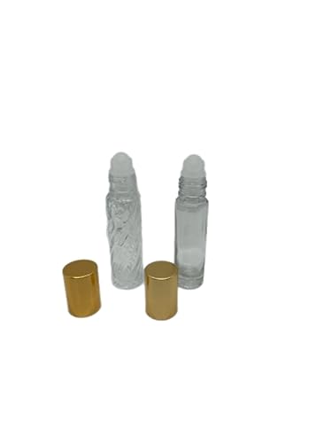 Roll-On Perfume Bottle | Refillable Glass, Travel Size, 1/3 oz, Gold Lids