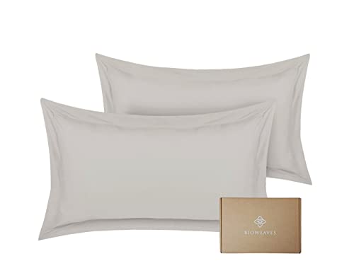 Pillow Shams | 100% Organic Cotton, 300 Thread Count, Set of 2, Light Grey - 26" x 26"