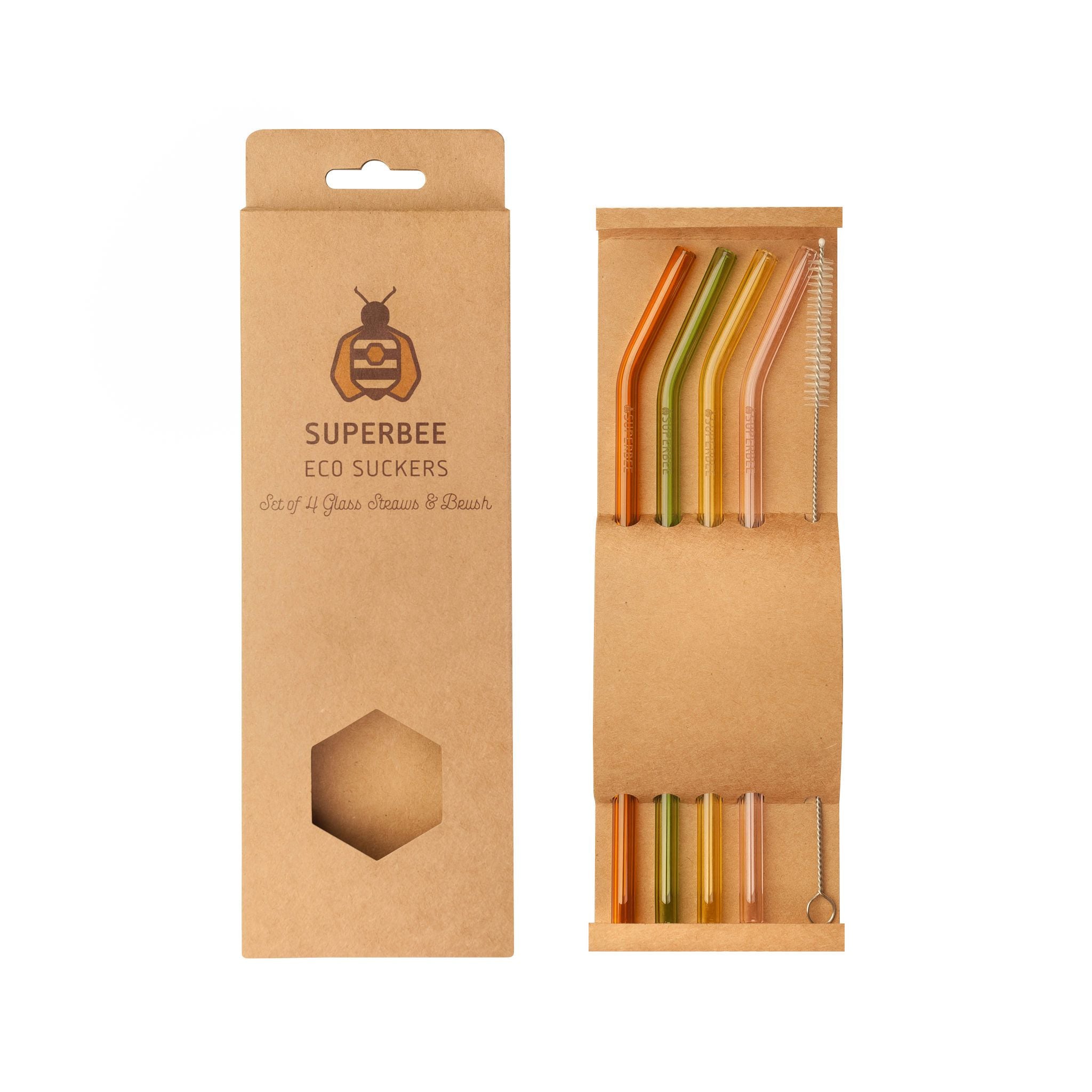 Eco Suckers – Pack of 4 Bent Glass Straws