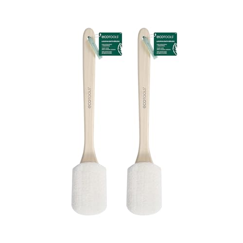 Bath Brush | Natural Loofah, Long Handle, 2 Count