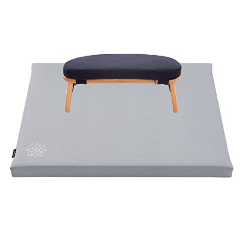 Meditation Bench & Zabuton Mat Bundle | Small, Ergonomic Bamboo, Locking Magnetic Hinges