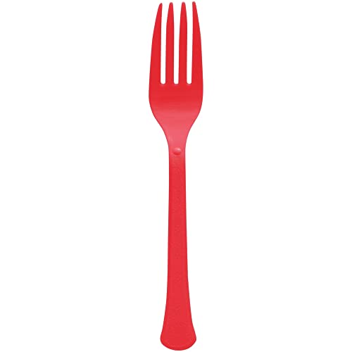 Heavy Weight Plastic Forks | Apple Red, 50 Count