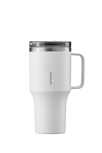 Travel Mug | Double Wall Insulated, 27 oz, Ivory, with Handle