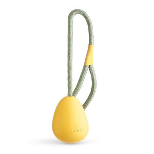 Dog Toy - Natural Rubber Egg Shape with Rope Attachment