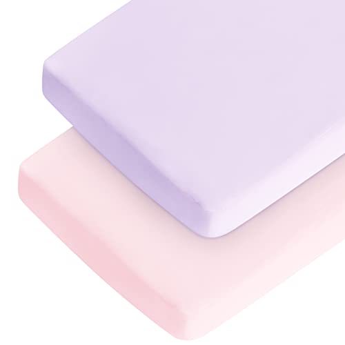 Crib Sheets | 2 Pack, Pink & Purple, Soft Fitted, Breathable