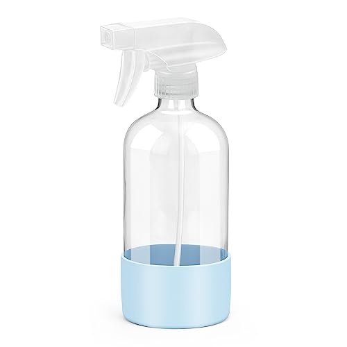 Glass Spray Bottle | 16 oz, Refillable, Adjustable Nozzle, Silicone Sleeve Protection