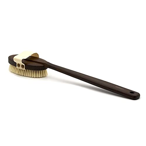 Bath Brush | Long Thermowood Handle, Pure Boar Bristles, 18 in, 7.5 oz