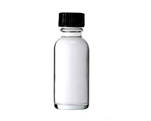 Clear Glass Bottle | 1 oz, Pack of 6, Black Cap