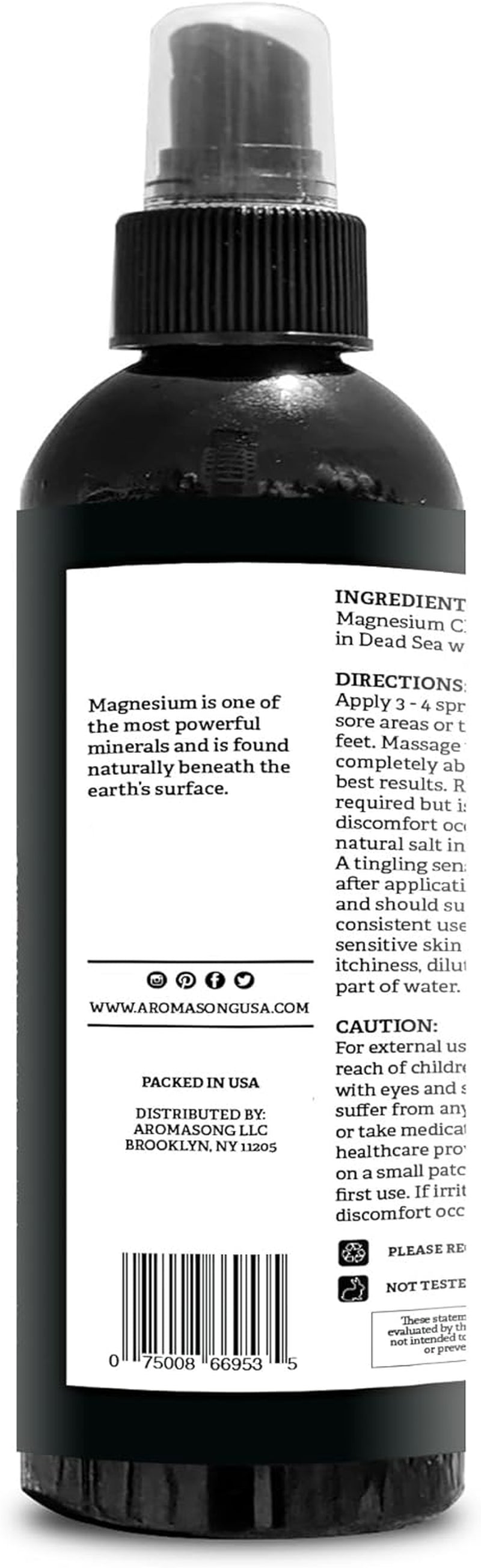 Extra Strength Ultra-Pure Magnesium Spray (23Mg Magnesium in Each Spray) 8 Oz, Known to Be Used for Leg Discomfort and Promotes a Calm Sleep.