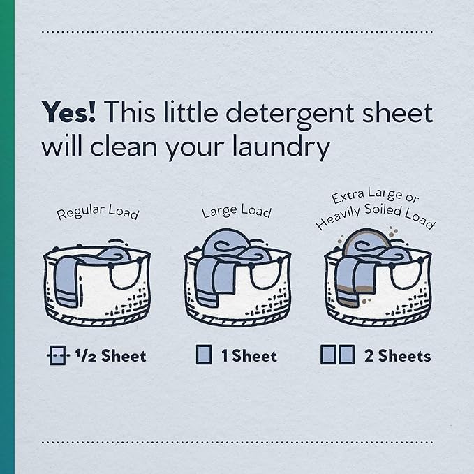 Laundry Detergent Sheets | Fresh Scent, Eco-Friendly, 30 Sheets, 60 Loads