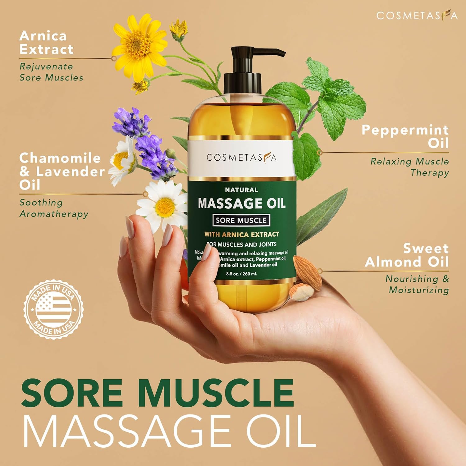 Massage Oil | Sore Muscle Relief, 8 oz