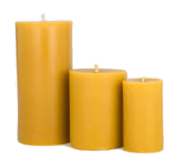 Candle Set | Organic Golden Yellow Beeswax, 3 Sizes: 3"x3", 3"x6", 3"x9"