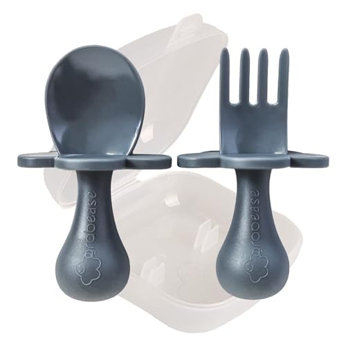 Baby Utensils & Silverware | Self Feeding, BPA-Free, 1 Set, Gray