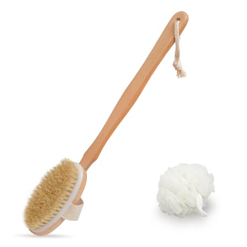 Body Brush | Exfoliating, Long Wood Handle, Suitable for Bath or Shower