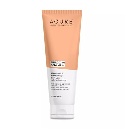 Acure Energizing Body Wash | 100% Vegan | With Watermelon Seed Oil, Mandarin Orange, Argan Oil and Aloe Vera - 8 oz