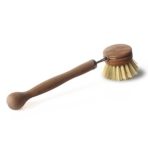 Dish Brush | Wooden Handle, Replaceable Scrubber Head, 8.3 inches