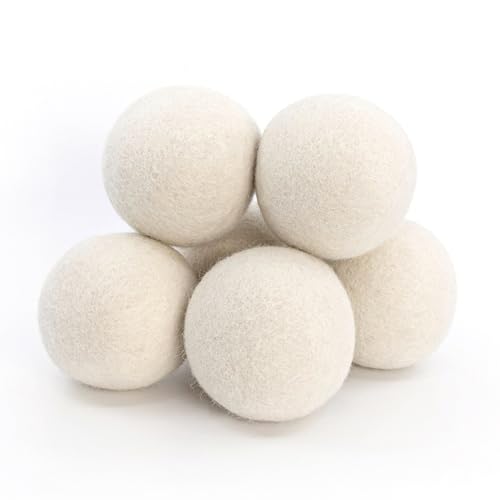 Wool Dryer Balls | 6-Pack, XL, 100% New Zealand Wool, Fragrance-Free