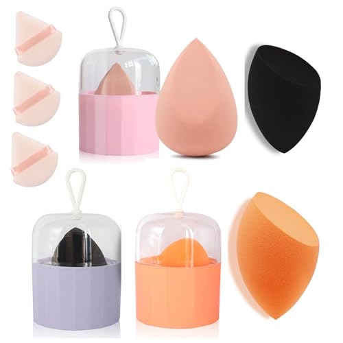 Makeup Sponge Set | 3 Latex-Free Vegan Blenders, Includes Holder and Powder Puff