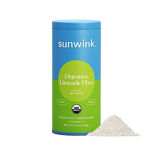 Sunwink Digestion Limeade Fiber Superfood Powder | Daily Fiber Powder for Digestion | Prebiotic Fiber Powder with Chicory Root, Burdock, Tangerine Peel | Supports Gut Health | 4.2 oz, 20 Servings