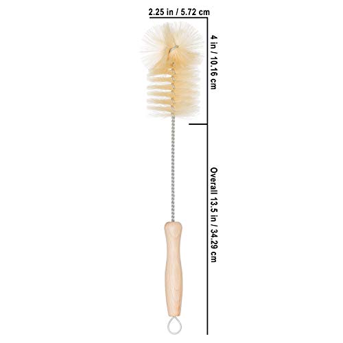 Bottle Brush | Natural Pig Bristle, 11-3/4 Inches, Flexible Wire Handle