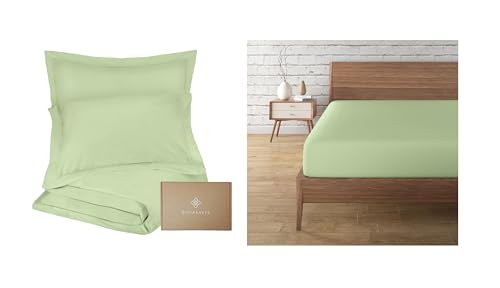 Duvet Cover Set | 100% Organic Cotton, King Size, Seedling Green, 300TC