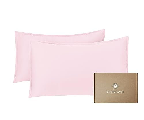 Pillow Cases | 100% Organic Cotton, 500 Thread Count, Set of 2, Heavenly Pink