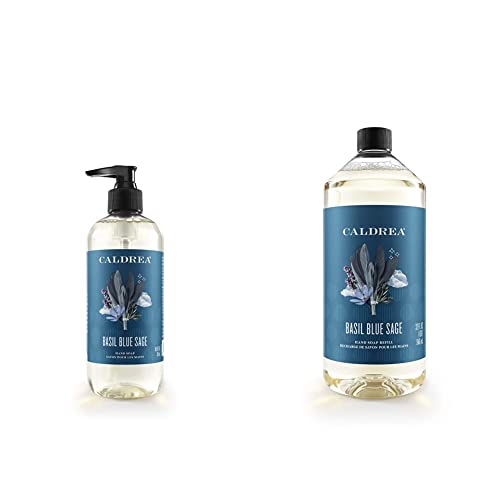 Hand Soap Set | 10.8 fl oz, 32 fl oz Refill, Basil Blue Sage