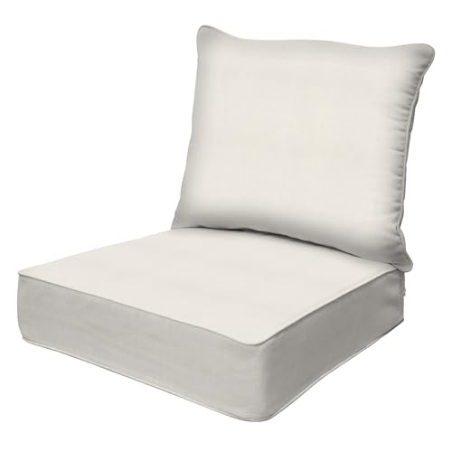 Outdoor Chair Cushion | Textured Solid Bone, 24" W x 23" D