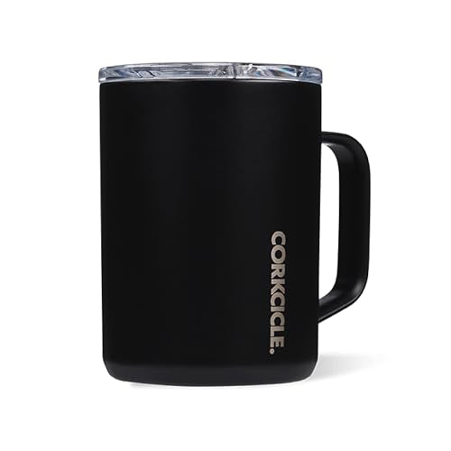 Coffee Mug | Triple Insulated, 16 oz, Black, Spill-Resistant, Easy-Grip