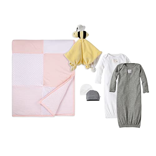 Baby Gift Set | Organic Cotton Essentials, Includes Sleeper Gowns, Hats, Quilt & Plush