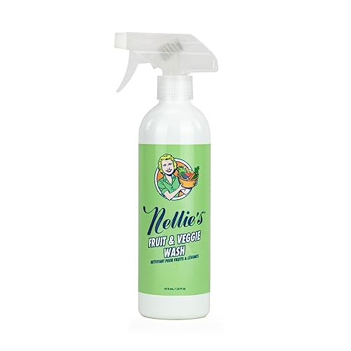 Nellie's Fruit & Veggie Wash - Eco-Friendly Produce Cleaner - Removes Pesticides and Contaminants - Odorless, Tasteless, Gluten-Free, Vegan, and Biodegradable (16 fl oz)