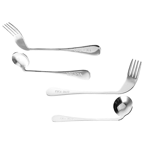 Adaptive Utensils | Curved Spoon & Fork Set, Ergonomic Design for Easy Self-Feeding