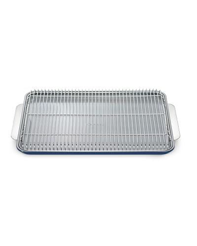 Baking Sheet & Cooling Rack | Non-Toxic Ceramic Coated, Large (18" x 13"), Navy